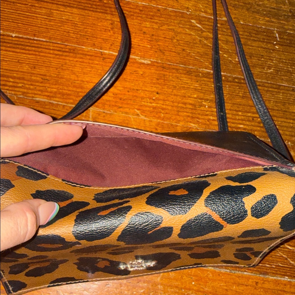 Preowned Coach Anna Fold over Crossbody Clutch Bag  Leopard Print - Picture 4 of 6